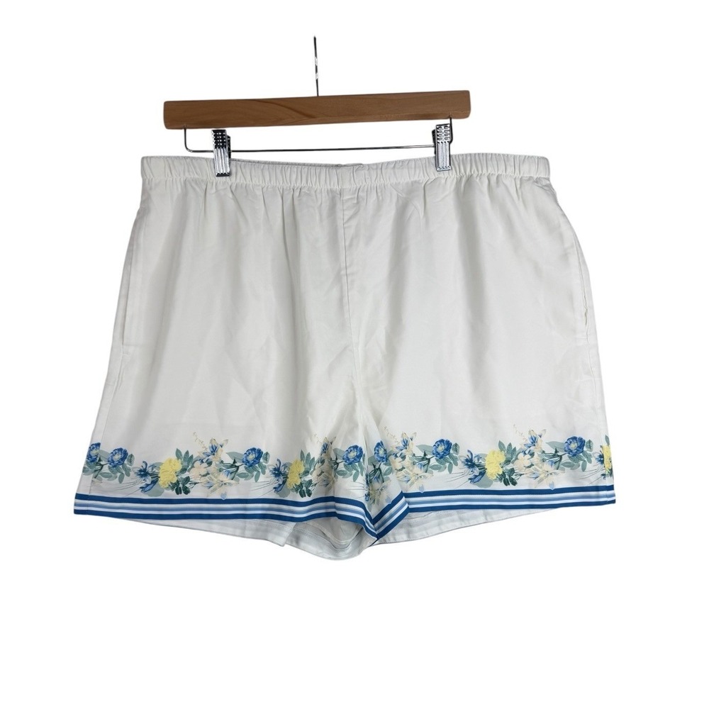 Abercrombie & Fitch Floral‎ Print Hem Print Pull On Shorts size XL White/Blue